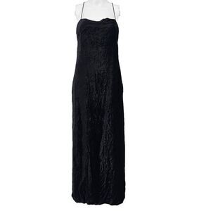 Emanuel Ungaro Crushed Velvet Maxi Dress Black 10